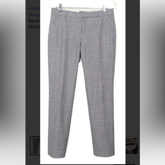 Banana Republic Pant Trouser Wool Plaid Grey Blue Stretch Lined Herringbone 14 - Picture 13 of 13